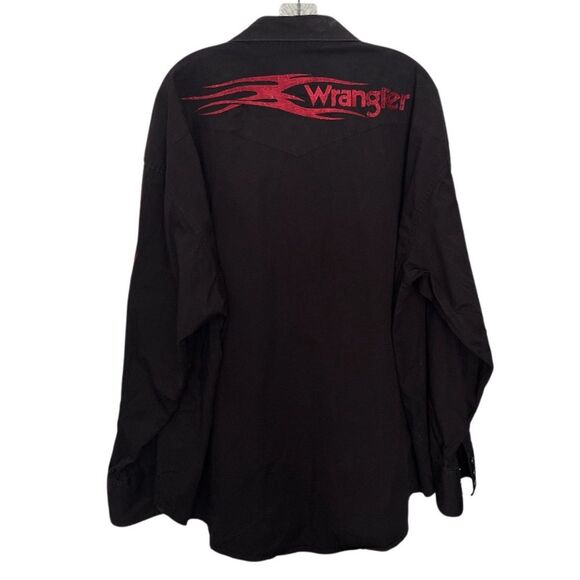 WRANGLER Western Black Shirt Snap Front Red Embroidered Yoke Size XXL VINTAGE - Picture 1 of 10